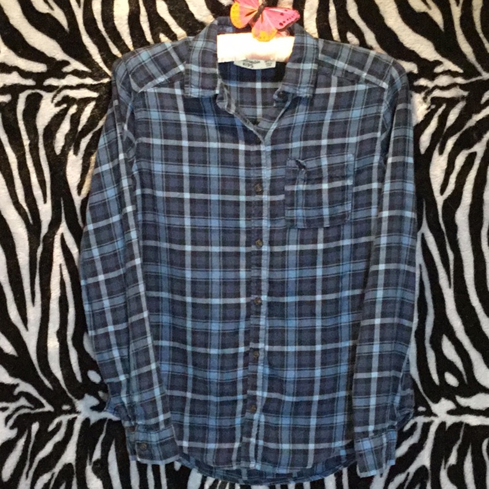Abercrombie kids flannel plaid button-down